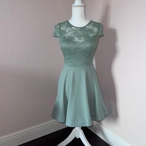 B Darlin Green Fit and Flare Mini Dress